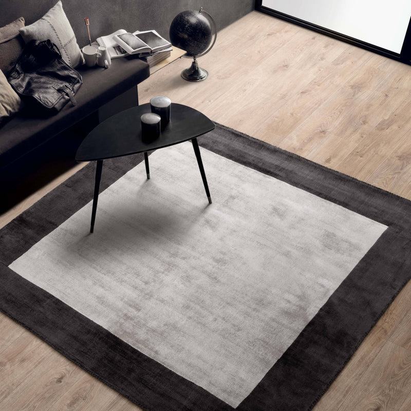 Laagpolig vloerkleed Easy Living Blade Border Rug Charcoal Silver