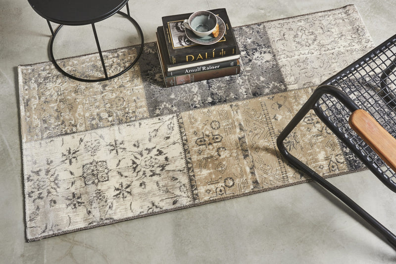 Vloerkleed  Lifa Living Vintage Patch Dark Grey