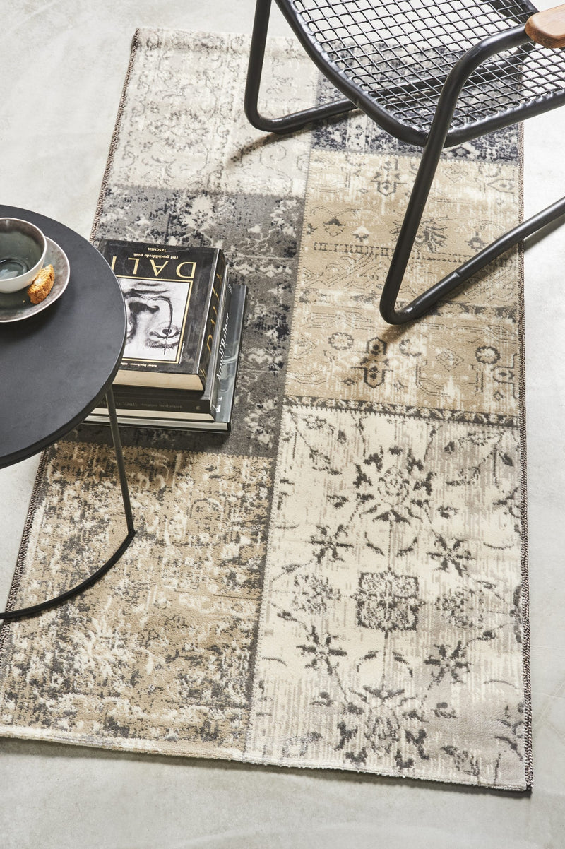 Vloerkleed  Lifa Living Vintage Patch Dark Grey